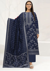 DENIM BLUE 3Pc Premium Dhanak Printed Suits (Unstitched)