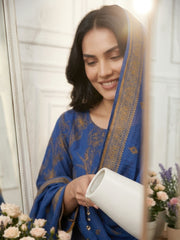 ROYAL BLUE Supreme Lawn 3pc suit with Luxury Voile Dupatta
