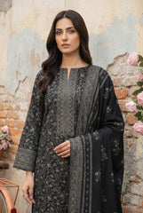 BLACK 3Pc Premium Dhanak Printed Suits (Unstitched)