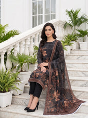 BLACK,LIGHT & DARK BROWN Premium Classic Lawn 3pc Suit with Light Weight Voile Dupatta (Unstitched)