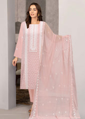TEA ROSE AND OFF WHITE Chiffon Embroidered 3Pc Suit (Unstitched)