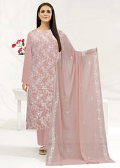 TEA ROSE Chiffon Embroidered 3Pc Suit (Unstitched)