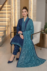 BLUE & GREEN Digital Printed Premium Lawn 3pc Suit (Unstitched)