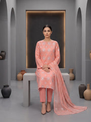 BLUSHING PEACH LAWN Embroidered 3Pc Suit (Unstitched)