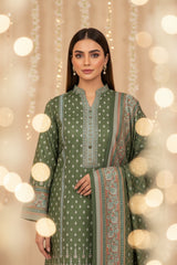 LIGHT PINE GREEN 3Pc Premium Dhanak Printed Suits (Unstitched)
