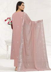 TEA ROSE Chiffon Embroidered 3Pc Suit (Unstitched)