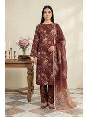 DARK MAROON & EARTHY BROWN Printed Premium Lawn Full Suit 3pc Suit (Unstitched)