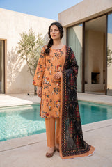 LIGHT SALMON Premium Digital Lawn 3pc Suit with Light Weight Digital VOILE Dupatta (Unstitched)
