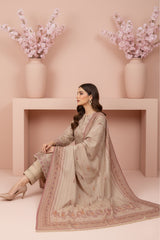 OAT BROWN 3Pc Premium Dhanak Printed Suits (Unstitched)