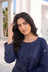 Chiffon Embroidered 3Pc Suit (Unstitched)