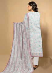 IVORY AND TEA PINK Digital Printed 3Pc suit with Luxury Voile Dupatta(Unstitched)