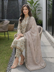 MULTI FLORAL DIGITAL PRINTED PREMIUM LAWN WITH FANCY DIAMOND DUPATTA 3Pc Suit (Unstitched)