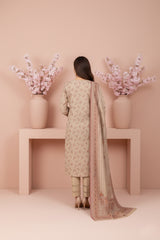 OAT BROWN 3Pc Premium Dhanak Printed Suits (Unstitched)