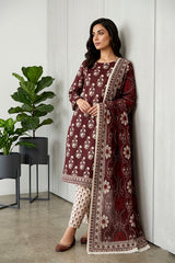 BROWN Premium Digital Lawn Suit with Digital Voile Dupatta 3pc Suit (Unstitched)