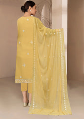 DULL MUSTARD WITH SEQUENCE AND LASER WORK Chiffon Embroidered 3Pc Suit (Unstitched)