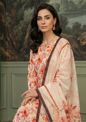 BASE BEIGE PEACH PINK CREAMY PEACH & BROWN Printed Full Suit with FANCY ZARI Dupatta 3pc (Unstitched)