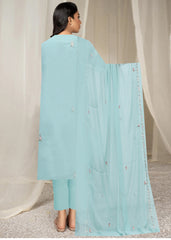 MINT GREEN, MAROON & PINK Chiffon Embroidered 3Pc Suit (Unstitched)