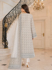 BASE IVORY WITH LIGHT GREEN Printed Premium Lawn Full Suit 3pc Suit (Unstitched)