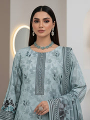 BASE PISTACHIO PERSIAN GREEN & BLACK Floral Digital Printed 3Pc suit with Luxury Voile Dupatta(Unstitched)