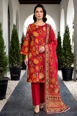 BRIGHT PINK Premium Digital Lawn 3pc Suit with Light Weight Digital VOILE Dupatta (Unstitched)