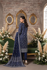 NAVY BLUE 3Pc Premium Dhanak Printed Suits (Unstitched)