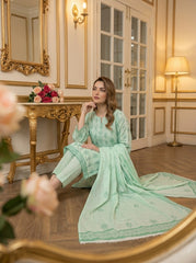 LIGHT GREEN Supreme Lawn 3pc suit with Luxury Voile Dupatta