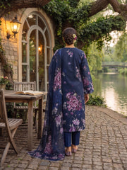 BLUE & PURPLE Digital Printed Premium Lawn Suit with Voile Dupatta 3pc (Unstitched)