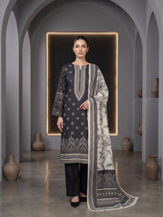 BLACK & DULL PALE Premium Classic Lawn 3pc Suit with Luxury Voile Dupatta (Unstitched)