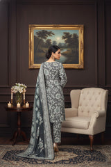 BLACK BASE WITH MULTI PRINT Khaddar Printed Suit with Khaddar Printed Dupatta 3pc Unstitched