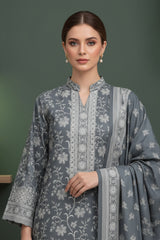 STONE GRAY 3Pc Premium Dhanak Printed Suits (Unstitched)