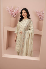 BAVARIAN CREAM 3Pc Premium Dhanak Printed Suits (Unstitched)