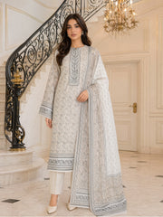 BASE IVORY WITH LIGHT GREEN Printed Premium Lawn Full Suit 3pc Suit (Unstitched)