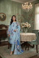 FEROZI & BLUE FLORAL Printed Premium Lawn 3pc Suit (Unstitched)