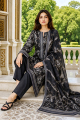 BLACK,GRAY & GREEN Premium Classic Lawn 3pc Suit with Light Weight Voile Dupatta (Unstitched)
