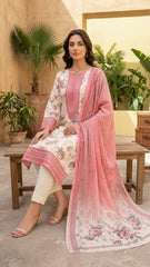 SHADES OF PEACH WITH MULTI PRINT Premium Swiss Voile 3Pc Printed Suit (Unstitched)