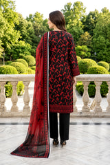 DEWBERRY & BLACK Digital Printed 3Pc suit with Luxury Voile Dupatta(Unstitched)