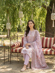 PALE LAVENDER Digital Printed 3Pc suit with Luxury Voile Dupatta(Unstitched)