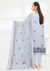 SMOKEY GREY & BLUE Chiffon Embroidered 3Pc Suit (Unstitched)
