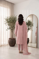 BLUSH PINK Chiffon Embroidered 3Pc Suit (Unstitched)