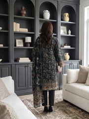 BLACK WITH ZINC & DARK BROWN Printed Premium Lawn with Voile Dupatta 3pc Suit (Unstitched)