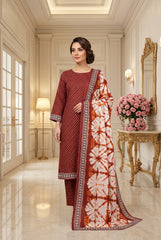 BURNT AMBER & ORANGE Digital Printed Premium Lawn 3pc Suit (Unstitched)