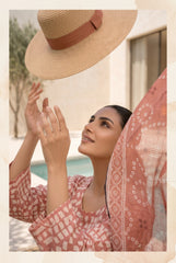 PASTEL PEACH Premium Digital Lawn Suit with Digital Voile Dupatta 3pc Suit (Unstitched)