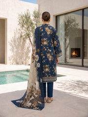 COBALT BLUE Premium Classic Lawn 3pc Suit with Light Weight Voile Dupatta (Unstitched)