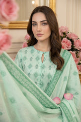 LIGHT GREEN Supreme Lawn 3pc suit with Luxury Voile Dupatta