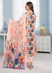 SHADES OF PEACH AND BLUE 3pc Premium Doria linen suit with linen dupatta (Unstitched)