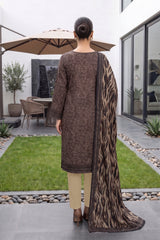 BROWN & BLACK Printed Full Suit (3Pc) suit with Luxury Voile Dupatta(Unstitched)