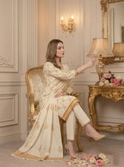 CRAYOLA LEMON YELLOW Supreme Lawn 3pc suit with Luxury Voile Dupatta