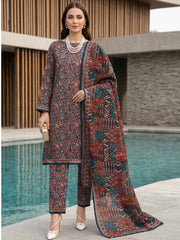 MULTI FLORAL PRINTED LAWN SUIT WITH VOILE DUPATTA 3Pc (Unstitched)