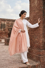 Lawn Crystal Contrast Chikankari Shawl