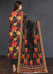 BLACK RED AND YELLOW 3pc Premium Doria linen suit with linen dupatta (Unstitched)